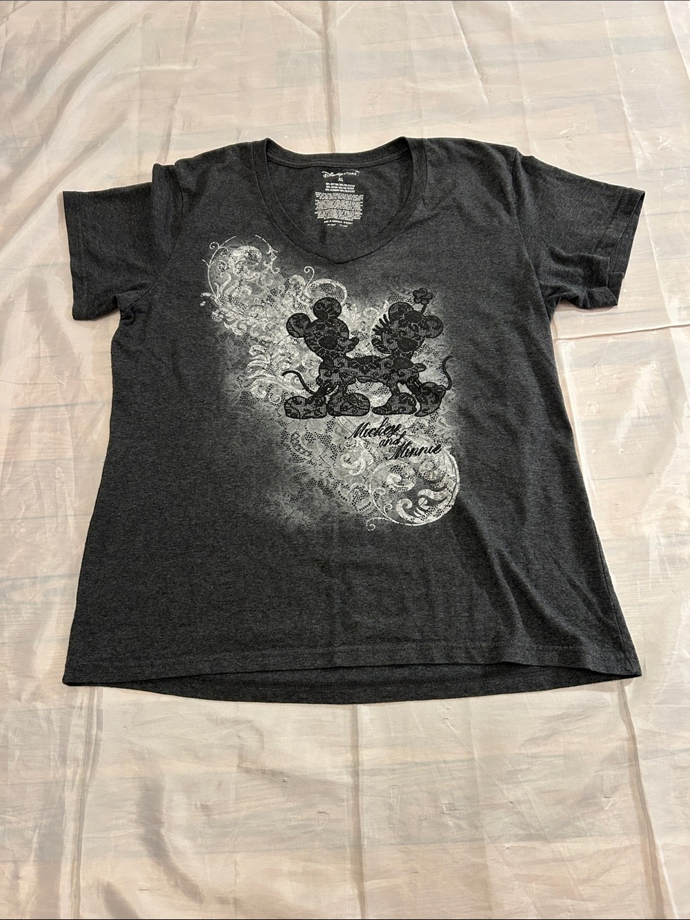 Disney Black Short-Sleeve Tee with Mickey & Minnie Graphic